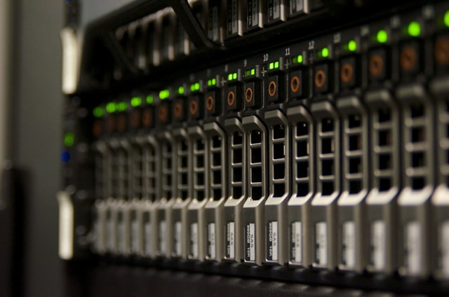 server rack in dark room